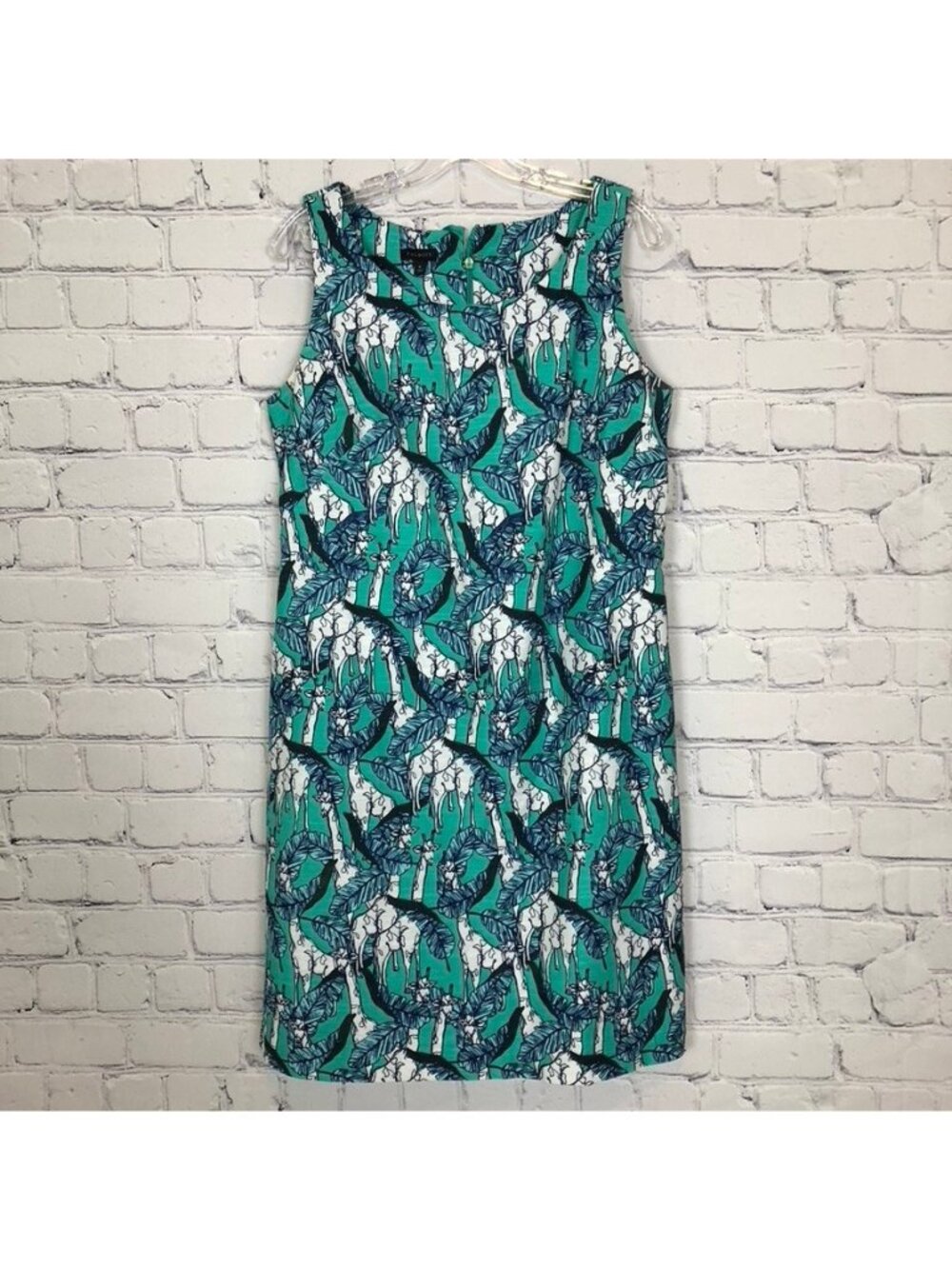 Talbots Green Giraffe Print Sheath Dress Size 8